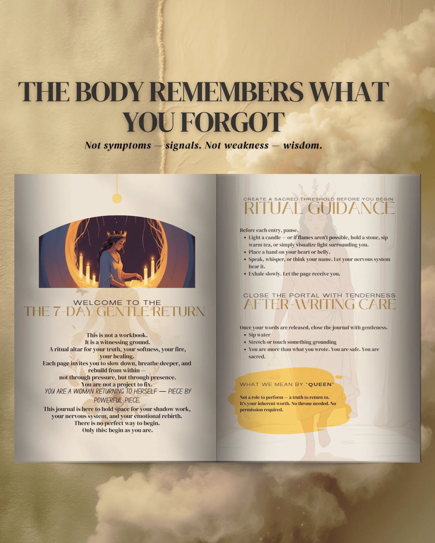 Page one of the 7-Day Gentle Return — guiding a soft nervous system start with sacred structure