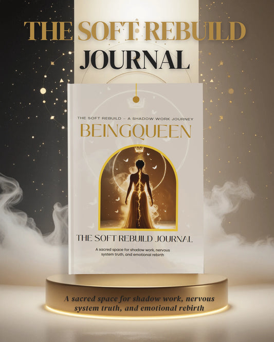 Cover of The Soft Rebuild Journal — designed for trauma-informed emotional reflection and nervous system peace